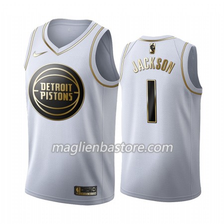 Maglia NBA Detroit Pistons Reggie Jackson 1 Nike 2019-20 Bianco Golden Edition Swingman - Uomo